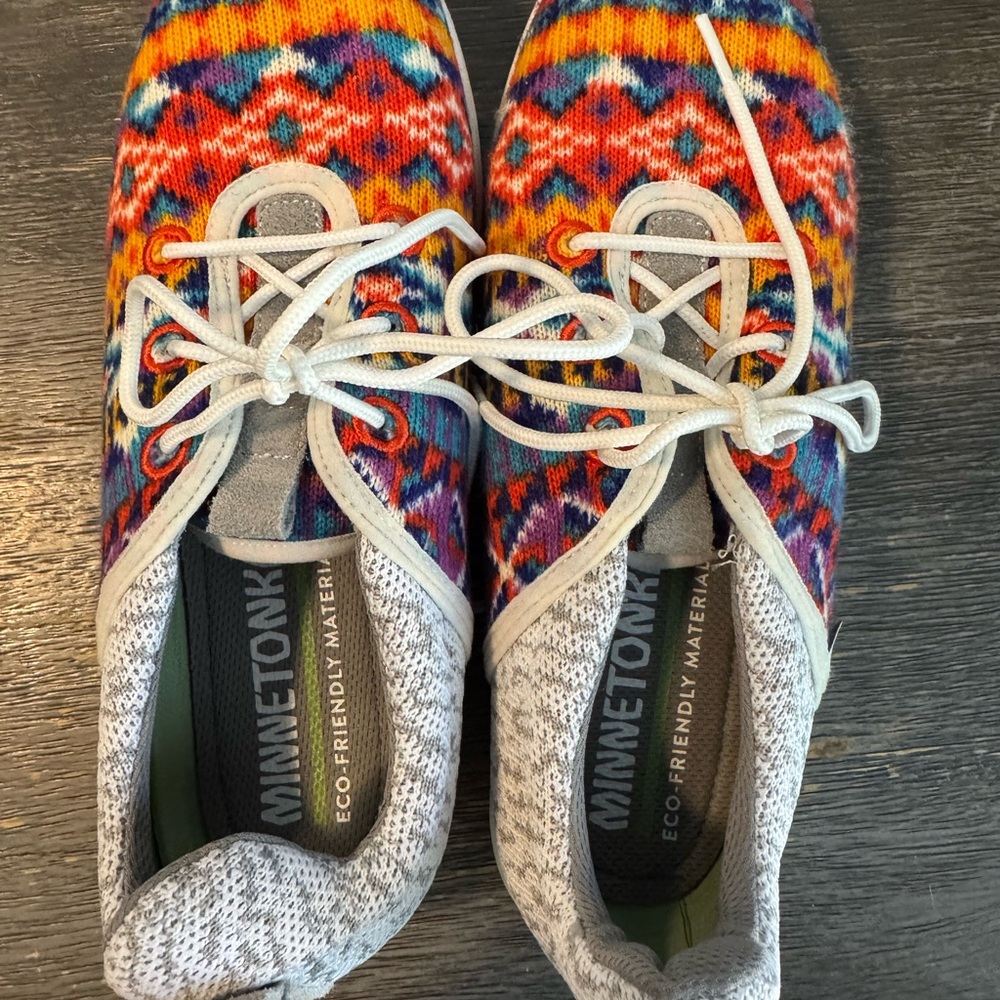 Minnetonka Multicolor Knit Sneakers with White Accents